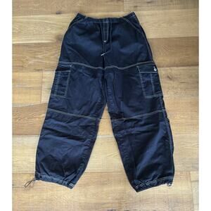 Women's Wide Leg Baggy Skater Cargo Pants Black Sz M Y2K 90s Goth Grunge